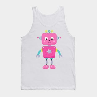 Cute Robot, Funny Robot, Silly Robot, Pink Robot Tank Top